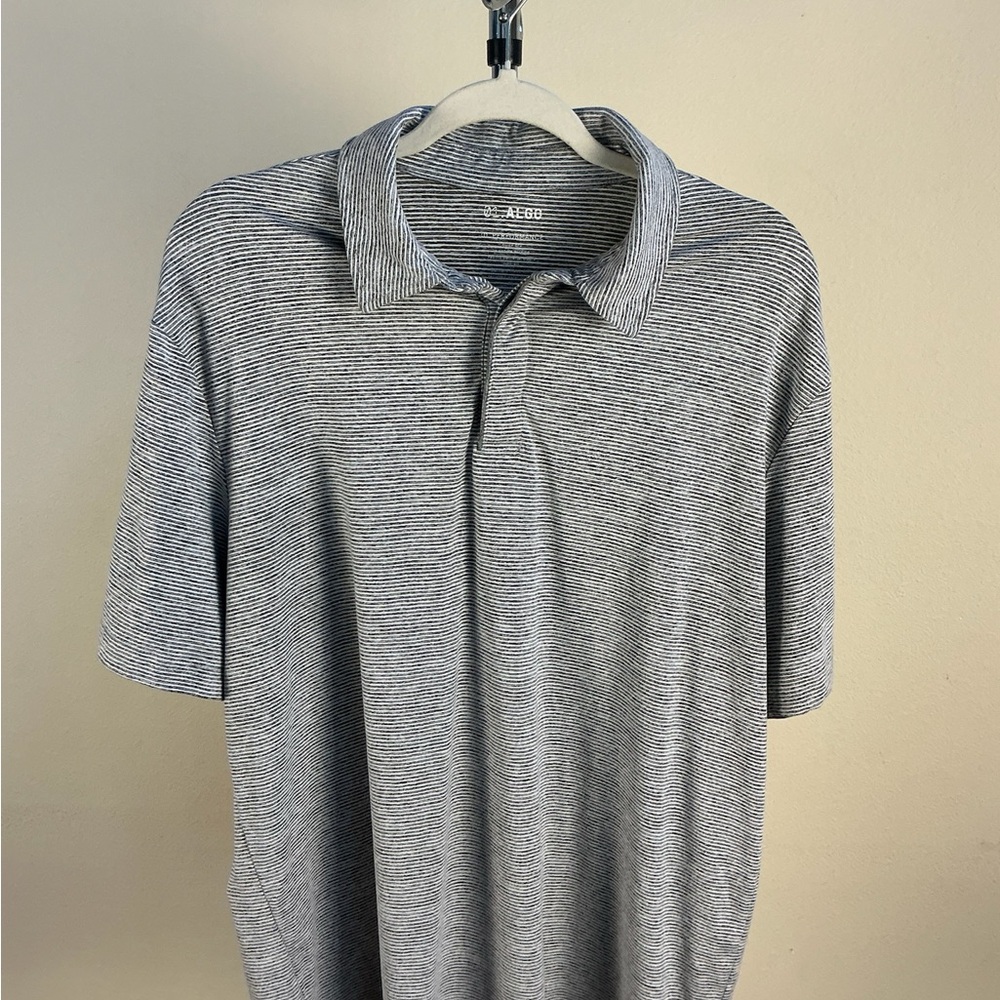 Men's Gray Striped Polo Shirt